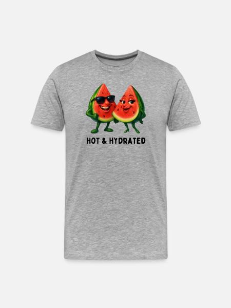 Summer Fun Watermelon Couple - Men's Premium Organic T-Shirt - heather grey