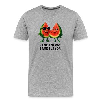 Same energy, same taste - Men's Premium Organic T-Shirt - heather grey - Front - Damien (186cm)