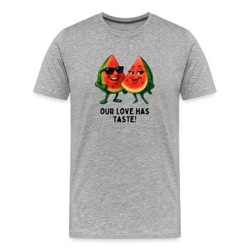 Melonenliebe mit Geschmack - Männer Premium Bio T-Shirt - Grau meliert - Vorne - Damien (186cm)
