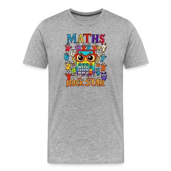 number day Maths Multiplication Rock Star - Männer Premium Bio T-Shirt - Grau meliert - Vorne - Damien (186cm)