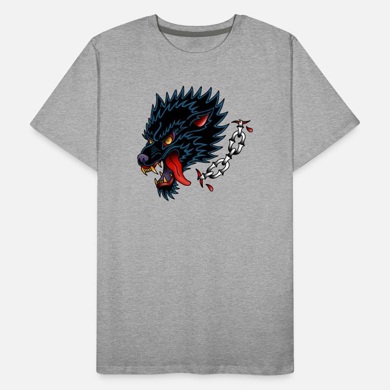 Style de tatouage à l’ancienne Black Wolf T-shirt bio Premium Homme