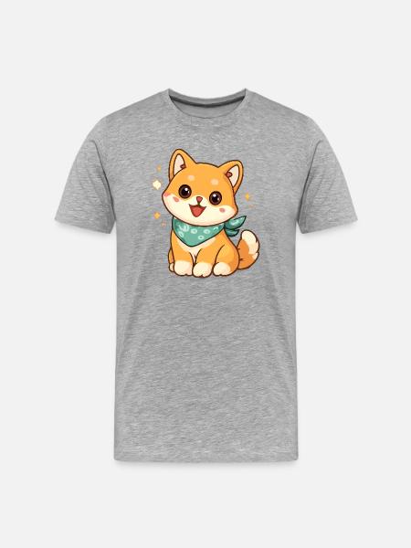 Katzenfreund mit Bandana - Männer Premium Bio T-Shirt - Grau meliert