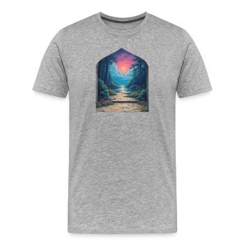 Portail du coucher de soleil dans le paysage forestier - T-shirt bio Premium Homme - gris chiné - Devant - Damien (186cm)