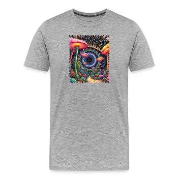 Kaleidoskop Waldpfad Pilze - Männer Premium Bio T-Shirt - Grau meliert - Vorne - Damien (186cm)
