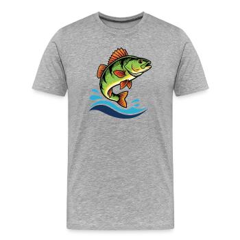 Colorful perch perch fishing - Men's Premium Organic T-Shirt - heather grey - Front - Damien (186cm)