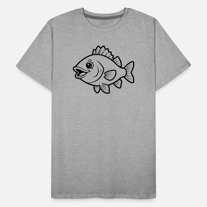 Cute Perch Fish Comic Coloring Page Men's Premium Organic T-Shirt