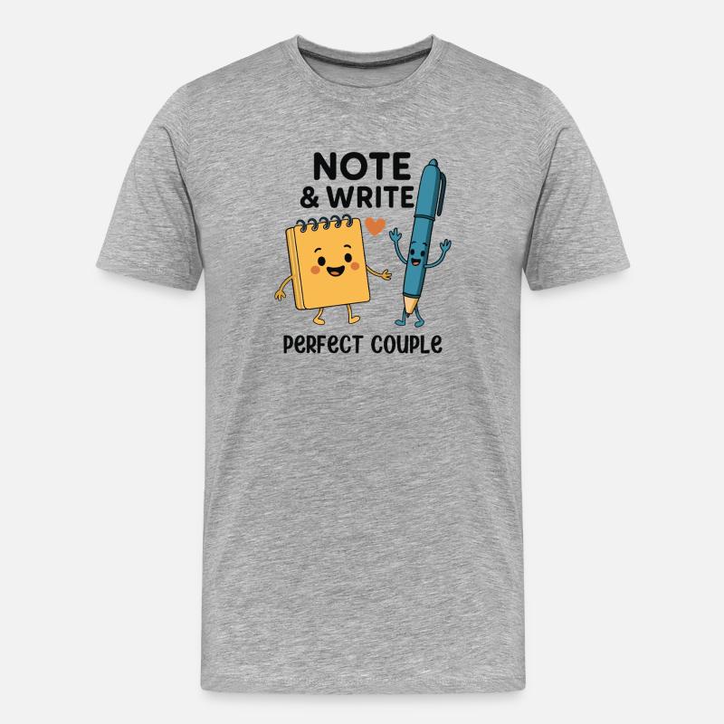 Note & Write Perfect Couple Fun Design - Männer Premium Bio T-Shirt - Grau meliert