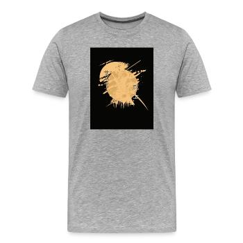 Samouraï Cheval Splatter Noir - T-shirt bio Premium Homme - gris chiné - Devant - Damien (186cm)