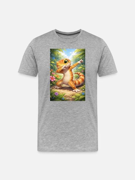 Dabbing-style tropical gecko - Men's Premium Organic T-Shirt - heather grey