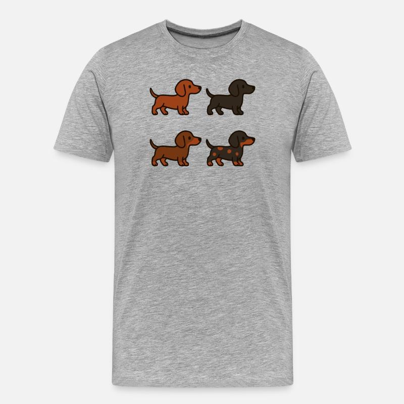 Ensemble d’illustrations de teckel mignon - T-shirt bio Premium Homme - gris chiné