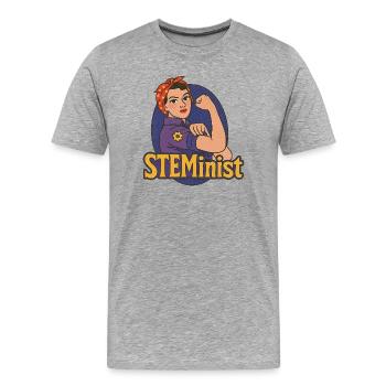 Rosie Power, STEMiniste, - T-shirt bio Premium Homme - gris chiné - Devant - Damien (186cm)