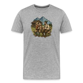 Bavarian Beer Friends Alpenblick - Men's Premium Organic T-Shirt - heather grey - Front - Damien (186cm)