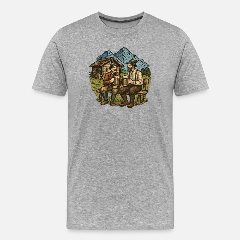 Bayerische Bierfreunde Alpenblick - Männer Premium Bio T-Shirt - Grau meliert