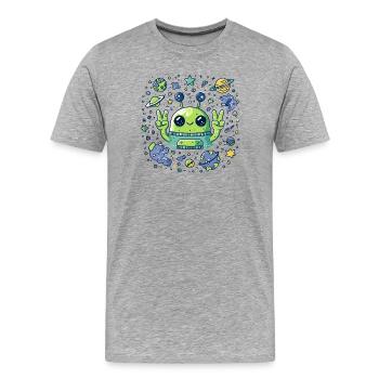 Signe de paix extraterrestre galactique - T-shirt bio Premium Homme - gris chiné - Devant - Damien (186cm)