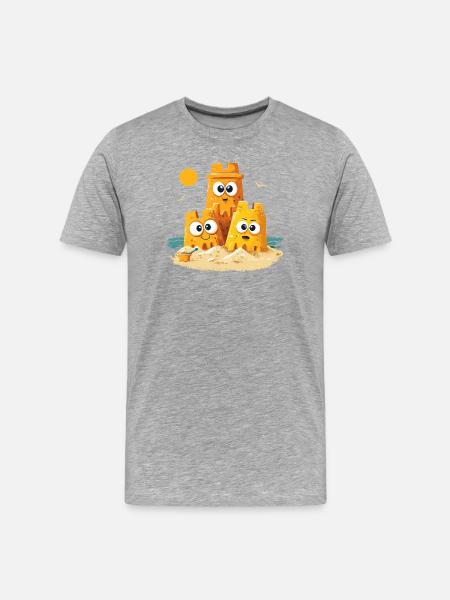 Beach Castles Trio with Face - Men's Premium Organic T-Shirt - heather grey