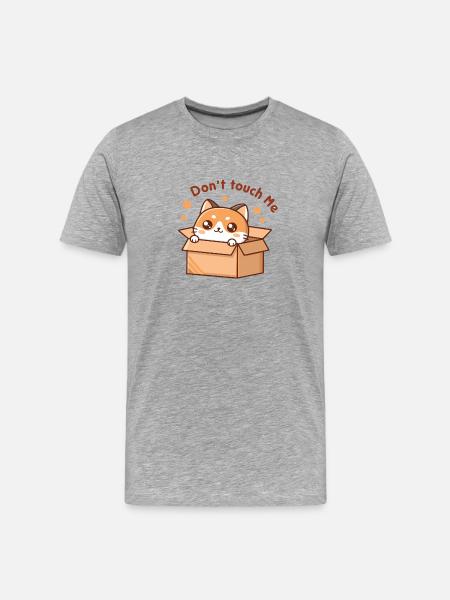 Chaton en boîte Don't Touch Me - T-shirt bio Premium Homme - gris chiné