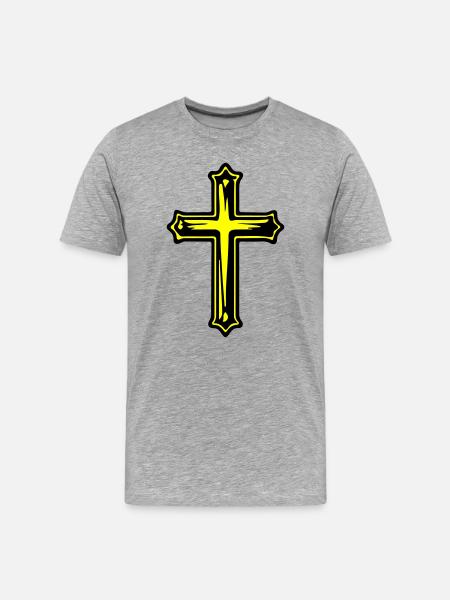 Cross Jesus Christian Symbol - Men's Premium Organic T-Shirt - heather grey