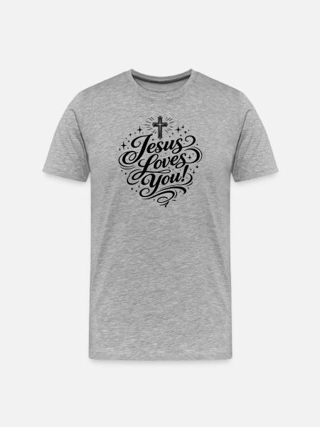 Jésus t’aime - T-shirt bio Premium Homme - gris chiné
