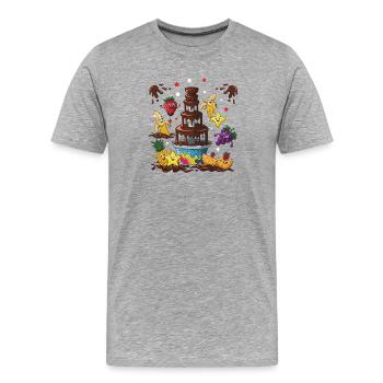 Fontaine à chocolat Fruit Friends Design - T-shirt bio Premium Homme - gris chiné - Devant - Damien (186cm)
