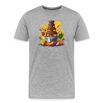 Parade de fruits de la Fontaine de Chocolat - T-shirt bio Premium Homme - gris chiné - Devant - Damien (186cm)