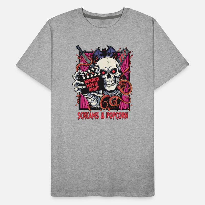 Horror Night Skull Popcorn Men's Premium Organic T-Shirt