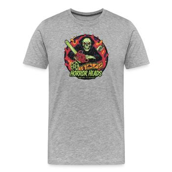 La Faucheuse de Horror Heads avec la tronçonneuse - T-shirt bio Premium Homme - gris chiné - Devant - Damien (186cm)
