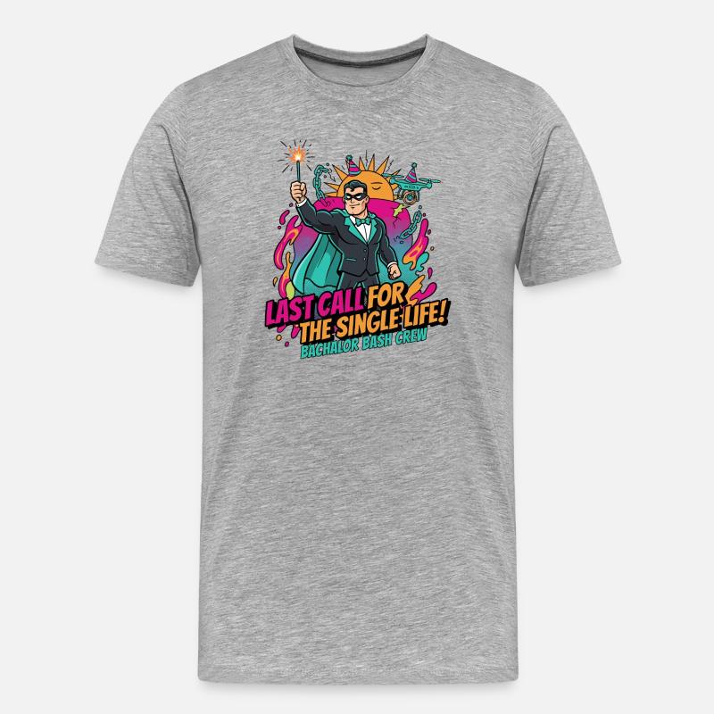 Letzter Ruf fürs Singleleben - Männer Premium Bio T-Shirt - Grau meliert