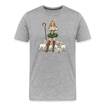 Bergere Dirndl et Agneaux - T-shirt bio Premium Homme - gris chiné - Devant - Damien (186cm)