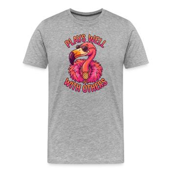 Swingers Flamingo – Upside Down Pineapple - Men's Premium Organic T-Shirt - heather grey - Front - Damien (186cm)