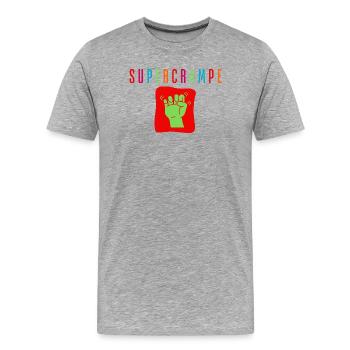 Grüne Faust auf mehrfarbigem rotem Hintergrund - Männer Premium Bio T-Shirt - Grau meliert - Vorne - Damien (186cm)
