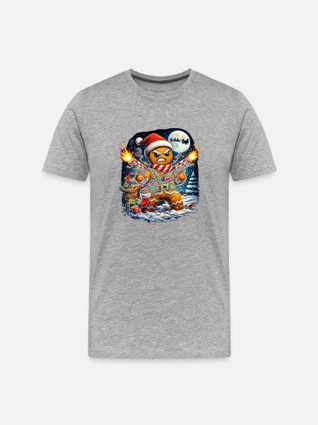 Knight Gingerbread in Christmas Fight - Men's Premium Organic T-Shirt - heather grey