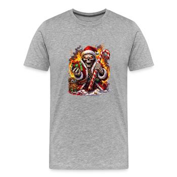Squelette de Feu avec Canne d’Orge - T-shirt bio Premium Homme - gris chiné - Devant - Damien (186cm)
