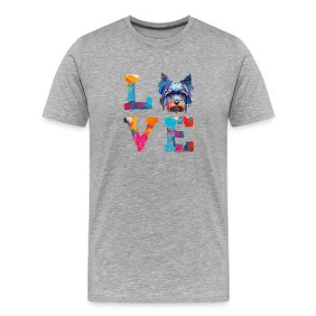 Miniature Schnauzer Love Colorful Paint Splatter - Men's Premium Organic T-Shirt - heather grey - Front - Damien (186cm)