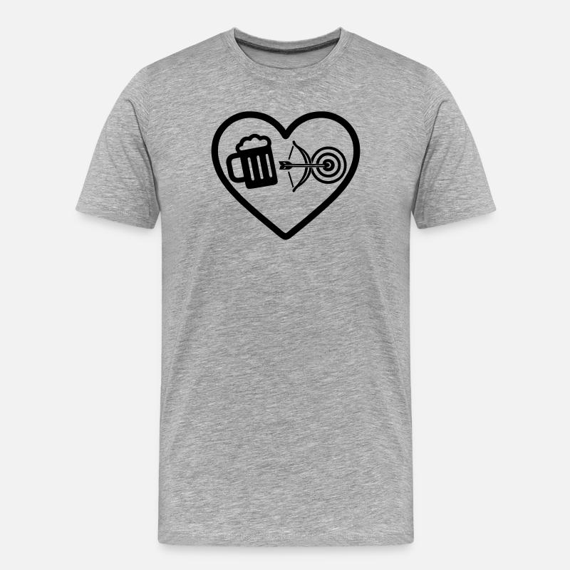 Heart Beer Bogenschießen Humor - Männer Premium Bio T-Shirt - Grau meliert