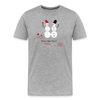 New Year's Snowmen 2026 - Men's Premium Organic T-Shirt - heather grey - Front - Damien (186cm)