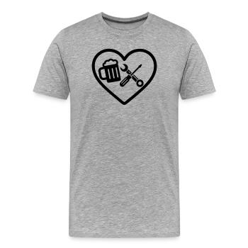 Heart Beer DIY Humor - Men's Premium Organic T-Shirt - heather grey - Front - Damien (186cm)