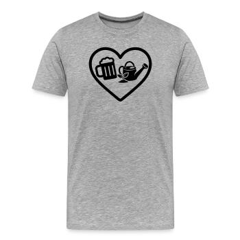 Heart Beer Gardening Humor - Men's Premium Organic T-Shirt - heather grey - Front - Damien (186cm)