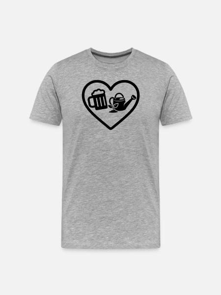 Herz Bier Garten Humor - Männer Premium Bio T-Shirt - Grau meliert
