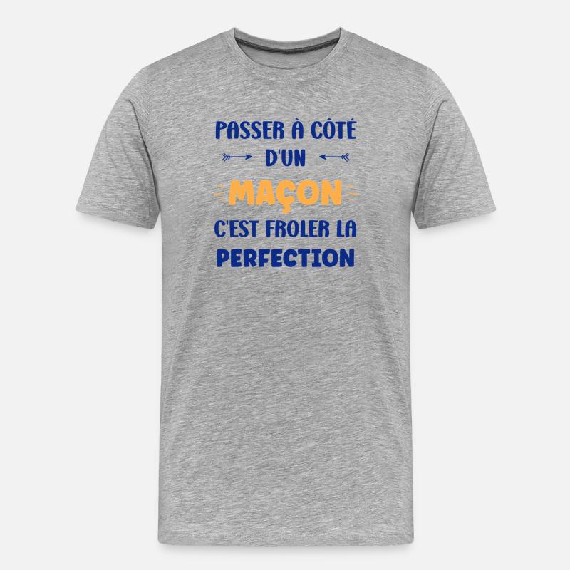 Neben einem Maurer, Touch-Perfektion - Männer Premium Bio T-Shirt - Grau meliert