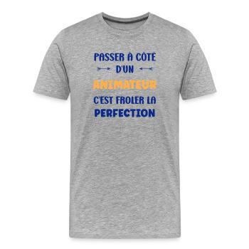 Ein Moderator fehlt - Männer Premium Bio T-Shirt - Grau meliert - Vorne - Damien (186cm)