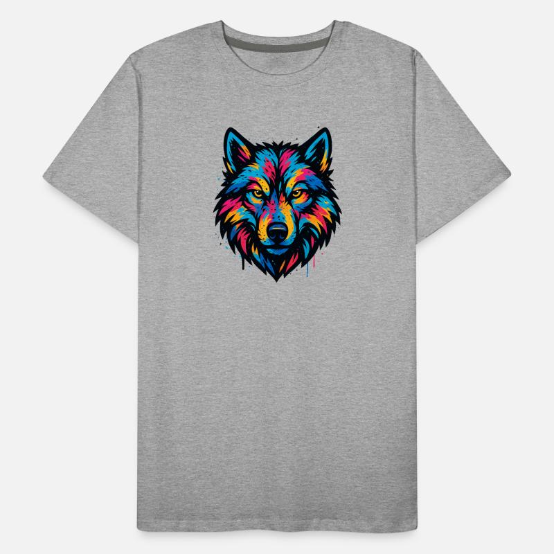 Neon Wolf Head Art Men's Premium Organic T-Shirt