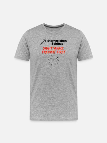 Zodiac sign Sagittarius – Freedom first - Men's Premium Organic T-Shirt - heather grey