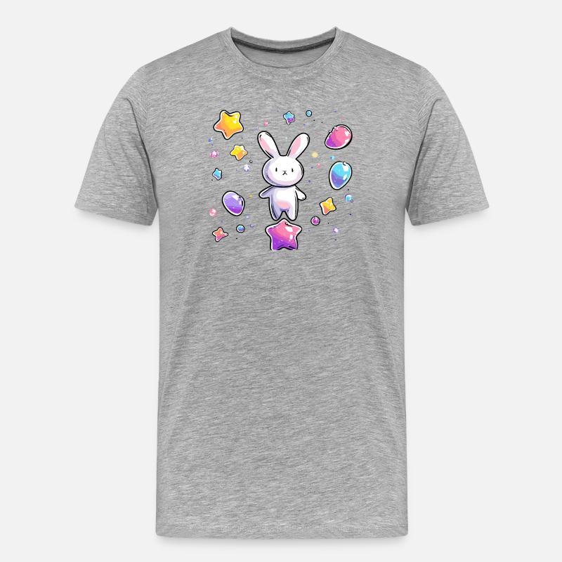 Pastell Bunny Sternenflug - Männer Premium Bio T-Shirt - Grau meliert
