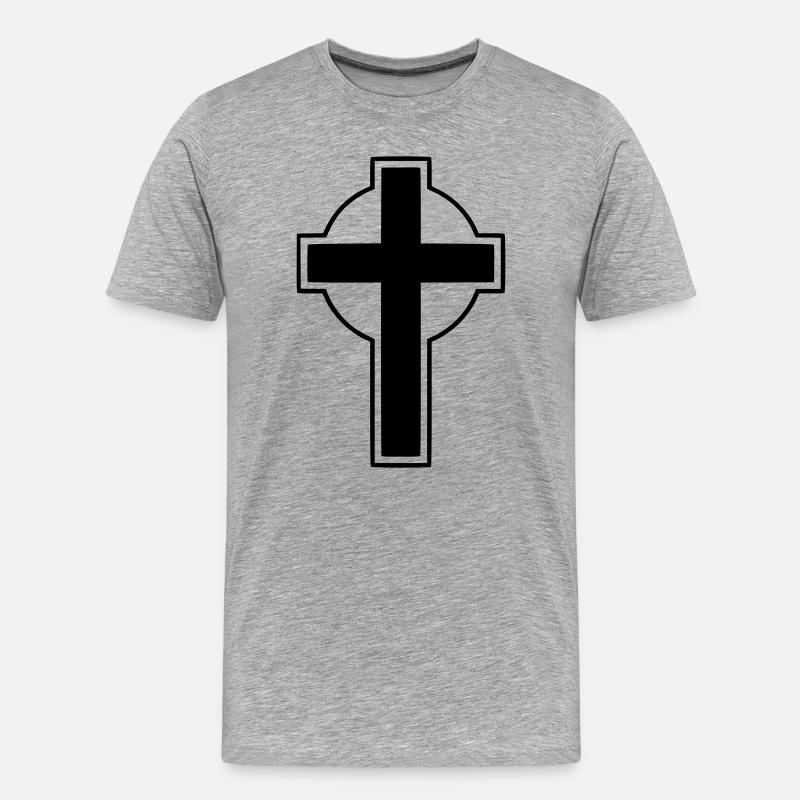 Keltisches Kreuz Glaube Symbol Stark - Männer Premium Bio T-Shirt - Grau meliert