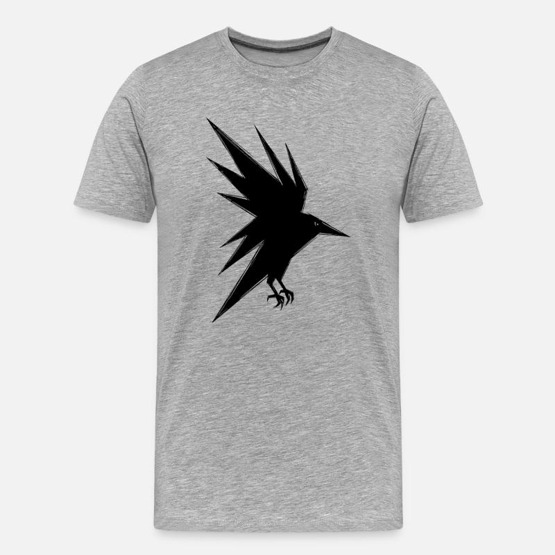Abstrakter schwarzer Rabe im Flug - Männer Premium Bio T-Shirt - Grau meliert