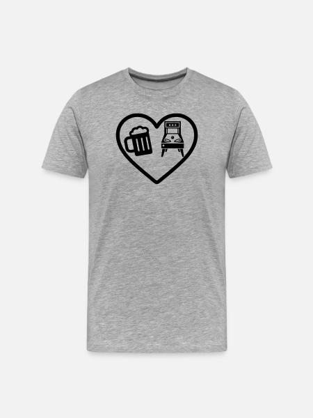 Herzbier-Flipper-Humor - Männer Premium Bio T-Shirt - Grau meliert