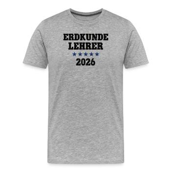 Professeur de géographie 2026 Études professionnelles Formation des enseignants Géo - T-shirt bio Premium Homme - gris chiné - Devant - Damien (186cm)