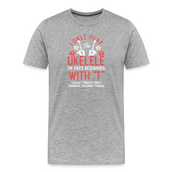 Ukulélé hawaïen que je ne joue que - T-shirt bio Premium Homme - gris chiné - Devant - Damien (186cm)