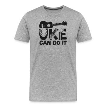 Ukulélé hawaïen uke uke peut le faire - T-shirt bio Premium Homme - gris chiné - Devant - Damien (186cm)