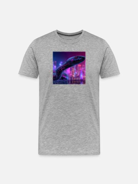 Cyberpunk Snake Neon Night City Design - Men's Premium Organic T-Shirt - heather grey